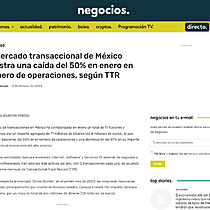 El mercado transaccional de Mxico registra una cada del 50% en enero en nmero de operaciones, segn TTR
